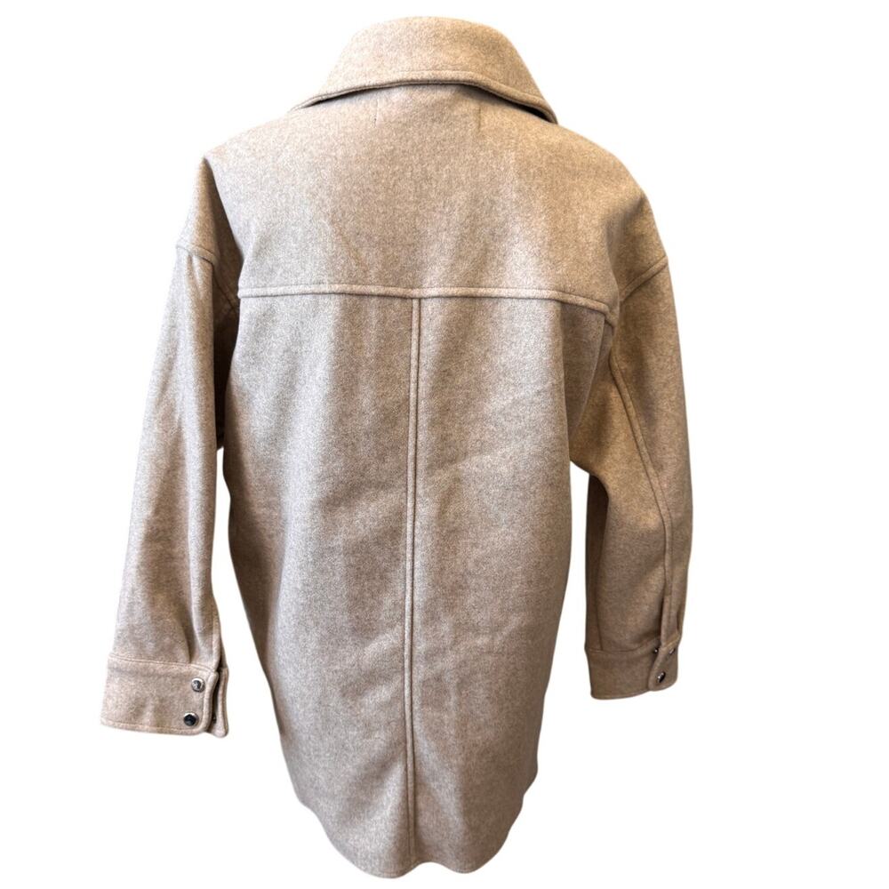 New ZARA Women's Beige Metal Snap Front Casual Layer Overshirt Jacket Size XS - Picture 5 of 10